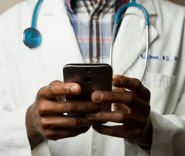 Healthcare professional with patient